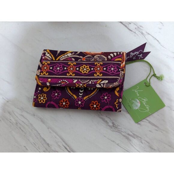 Vera Bradley Orange & Purple Euro Wallet In Safari Sunset Pattern NWT - Picture 1 of 7